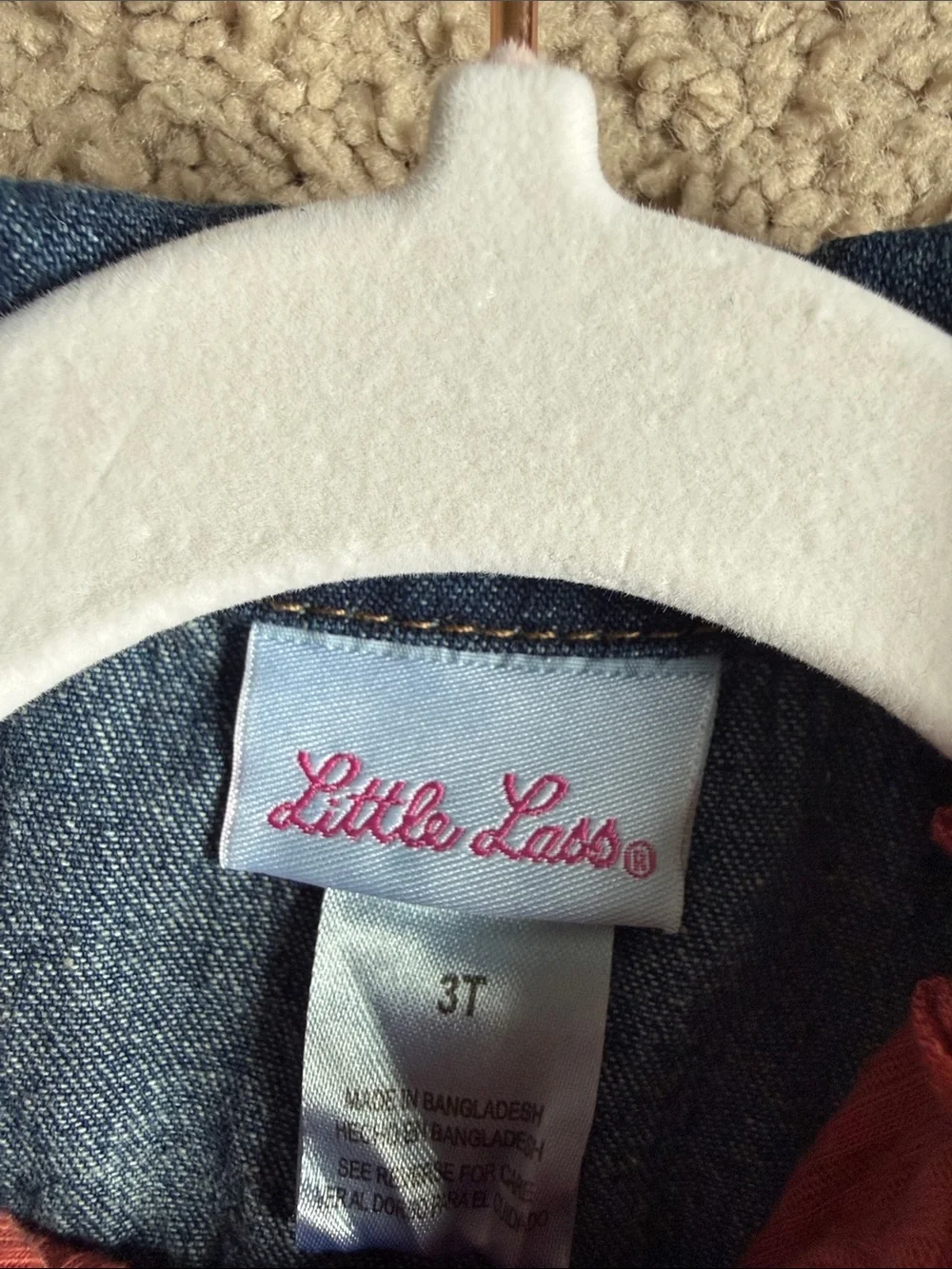 Little Lass Coral & Denim Two-Piece Dress Set - Picture 2 of 4